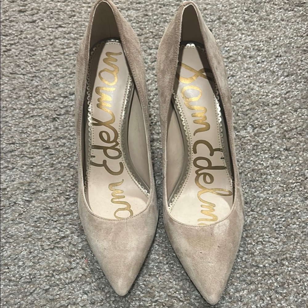 Sam Edelman Women's Nude Suede Pointed-Toe Pumps